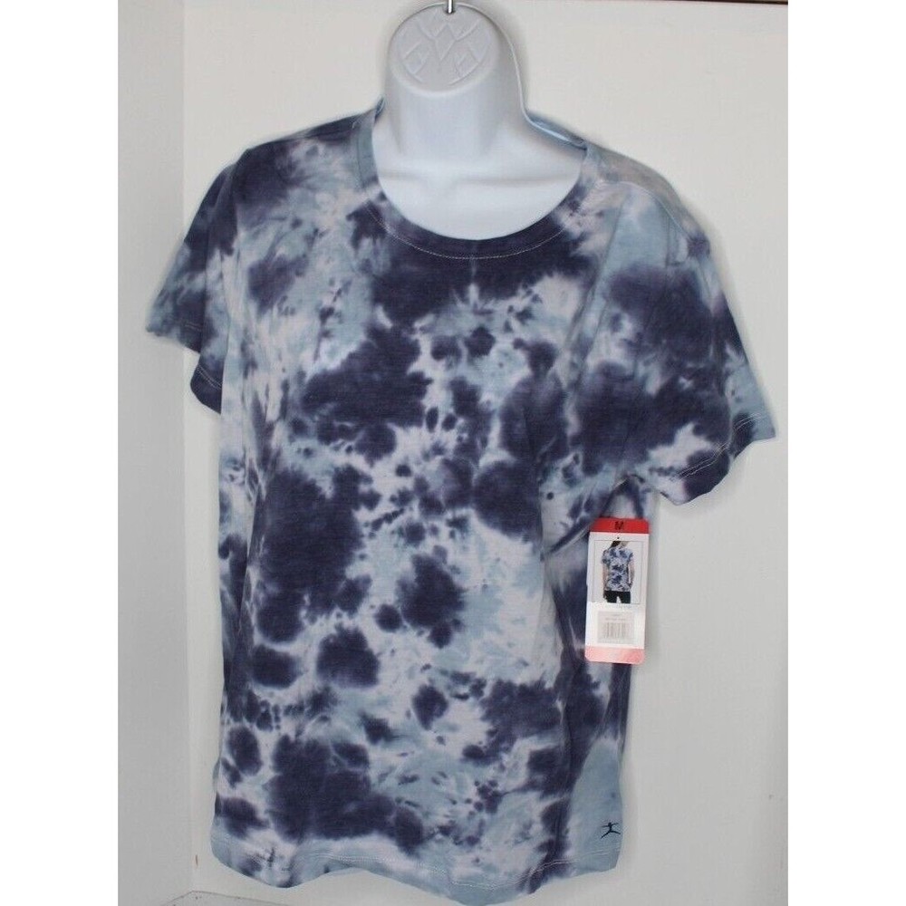 Danskin Ladies Tie Dye Tee Shirt Womens Short Sleeve Scoop Neck Purple Size M